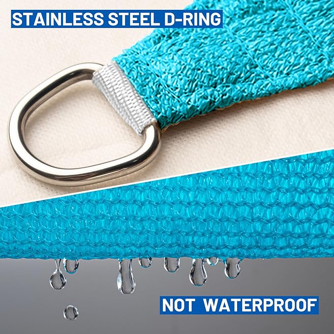 SUNLAX Sun Shade Sail 13' x 14' Turquoise Blue Rectangle Canopy Sail Shade Cover UV Block Permeable Sunshade Outdoor for Patio Backyard Deck Pergola (We Make Custom Size)