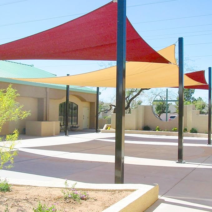 E&K Sunrise 28' x 28' x 28' Sun Shade Sail Triangle Canopy Shade Cover UV Block for Patio Backyard Garden Outdoor (Red)