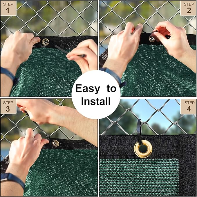 UPGRADE Privacy Fence Screen 5'x40' Dark Green Outdoor 90% Visibility Blockage 170 GSM Mesh Shade Cover Panels for Backyard,Balcony,Home Decoration with Zip Ties,Customized Avaliable