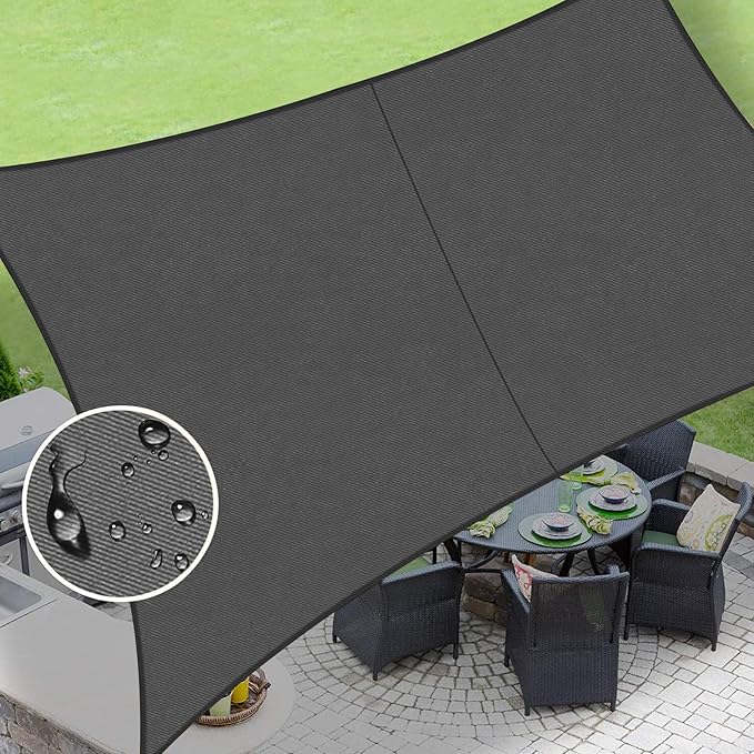 LOVE STORY Rectangle 10'x14' Waterproof Sun Shade Sail Canopy UV Block for Outdoor Patio Backyard Carport,Dark Grey(We Make Custom Size)