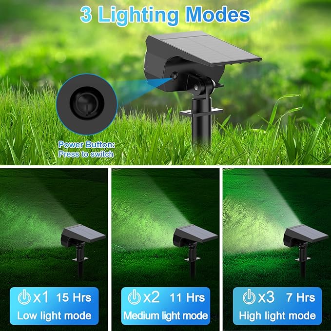 Solar Spot Lights Outdoor, [57 LED/2 Pack] Solar Lights Outdoor IP65 Waterproof, 3 Modes Solar Powered Landscape Spotlights for Garden Yard Outside Patio Pathway Pool(Cold White)