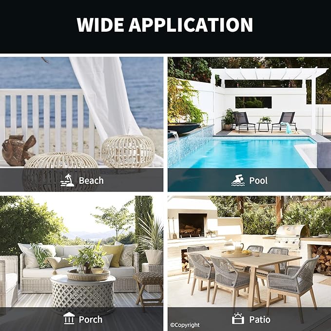 DIVA EN CAMINO DEC Outdoor Patio Curtain Waterproof Darkening Thermal Insulated Indoor Curtains for Bedroom, Porch, Living Room, Pergola, Cabana, W52 x L95, Black, Set of 2 Panels
