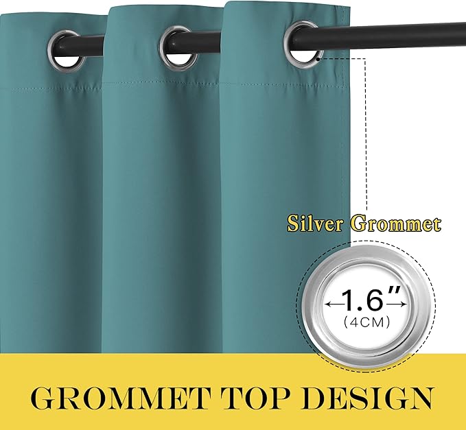 NICETOWN Blackout Curtain Blind Window Panel - (Sea Teal Color) Home Decor Window Treatment Drape Modern Design Drapery for Patio Door Room, 52Wx84L,1 Panel