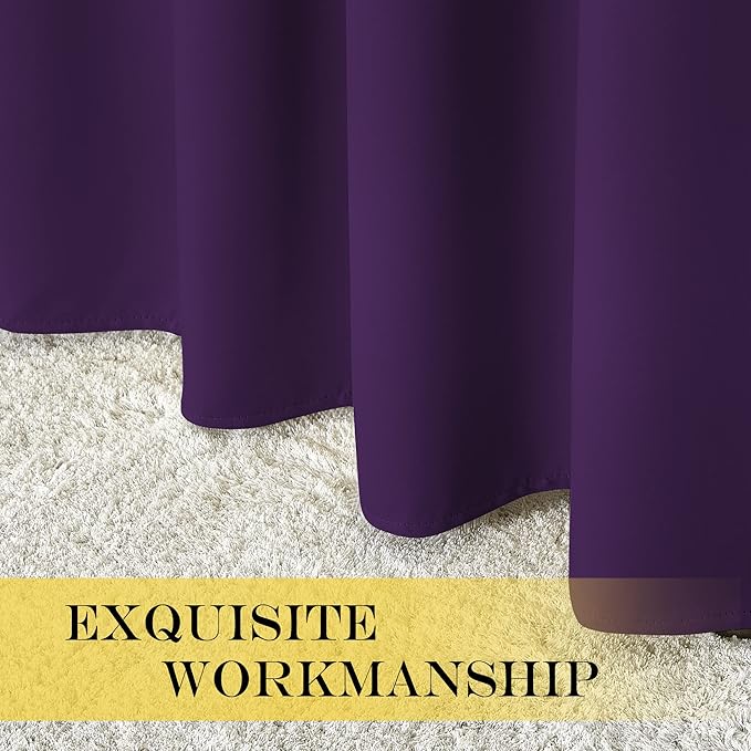 NICETOWN Blackout Window Curtain Short - (Deep Purple Color) Home Fashion Thermal Insulated Room Darkening Drapery for Bedroom, 52W x 84L, Sold Individually