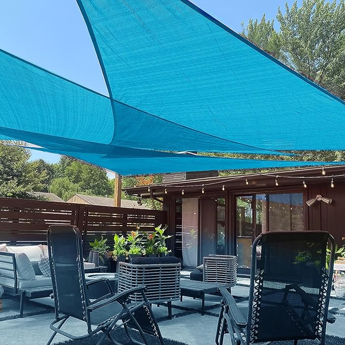LOVE STORY Custom Size 11'x11'x15.6' Turquoise Blue Sun Shade Sail Right Triangle Sunshade Fabric Awning Canopy for Patio Backyard Carport Pergola (Customized)