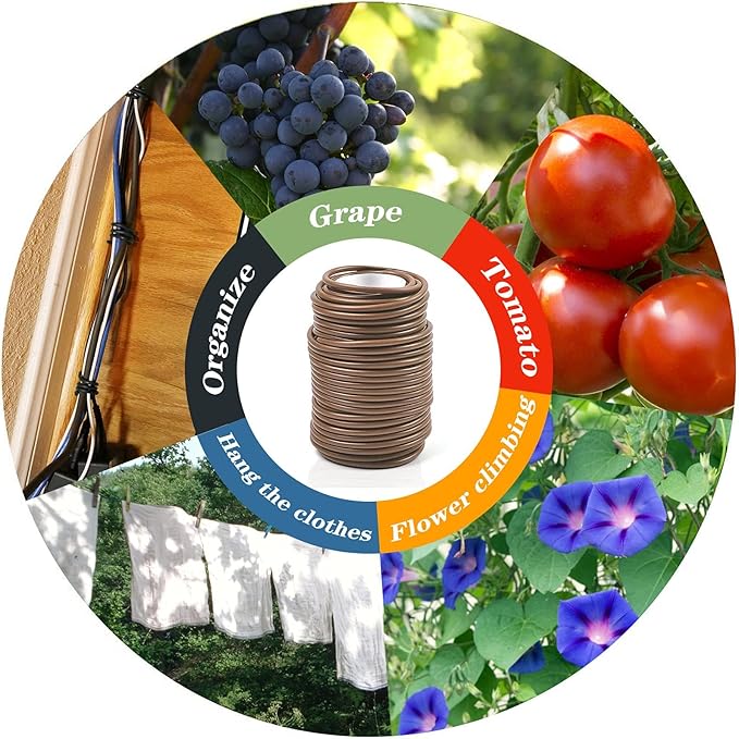 Decoroca Soft Plant Ties for Support - 65.6' Reusable Waterproof Plant Wire, 3.5mm Garden Twist, Office Organization and Decoration Binding（1pc/Brown）