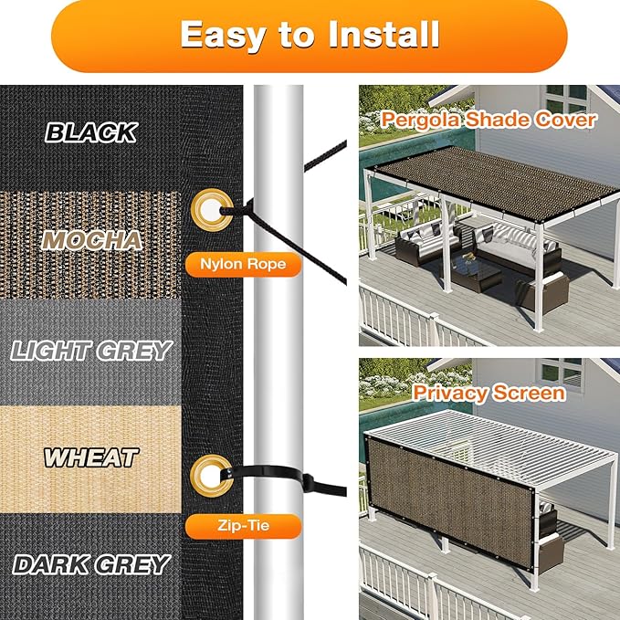 Artpuch Outdoor Pergola Shade Cover 4x13 FT Sun Shade Cloth with Grommets Mocha 90% UV Protection Canopy Patio Privacy Screen (Customized Available)