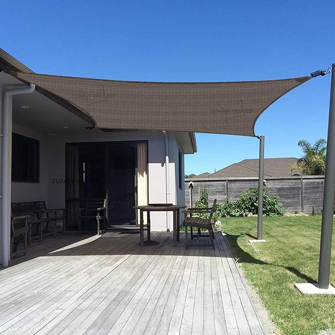 SUNNY GUARD Custom Size 12'x24' Brown Sun Shade Sail Rectangle UV Block Shade for Backyard Yard Patio Deck Garden(Customized)