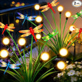 Solar Garden Lights Outdoor - 2 Pack Dragonfly Solar Swaying Light, Sway by Wind, Firefly Lights Outdoor Yard Patio Pathway Decoration, Big Bulb, High Flexibility Iron Wire & Realistic Dragonflies