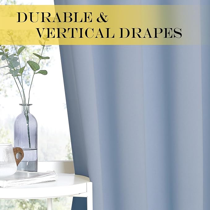 NICETOWN Blackout Curtains & Drapes - Privacy Thermal Efficiency Backdrop Curtains for Bedroom Room Divider Living Room Patio Sliding Glass Door, Wide 80 x Long 144 inch, Vintage Blue, 1 Panel