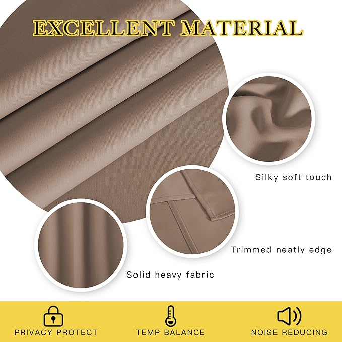 NICETOWN Patio Blackout Curtain Panels - Extra Wide Curtains, Sliding Door Insulated Drape, Privacy Room Divider Curtain for Hall Room (Cappuccino, 100 x 108 Inch)