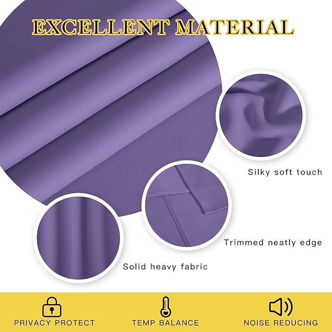 NICETOWN Blackout Sliding Door Curtains 84 Inch Length, Extra Wide Room Divider Grommet Energy Saving Thermal Insulated Curtain for Patio Door Window(W80 x L84, 1 Panel, Lilac Purple)