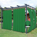 Easy-Going Outdoor Patio Curtains Detachable Tab Top Windproof Weatherproof Curtain for Cabana, Porch, Pergola and Gazebo, Tab Bottom Drape, 2 Panels, 54W x 84L inch, Green