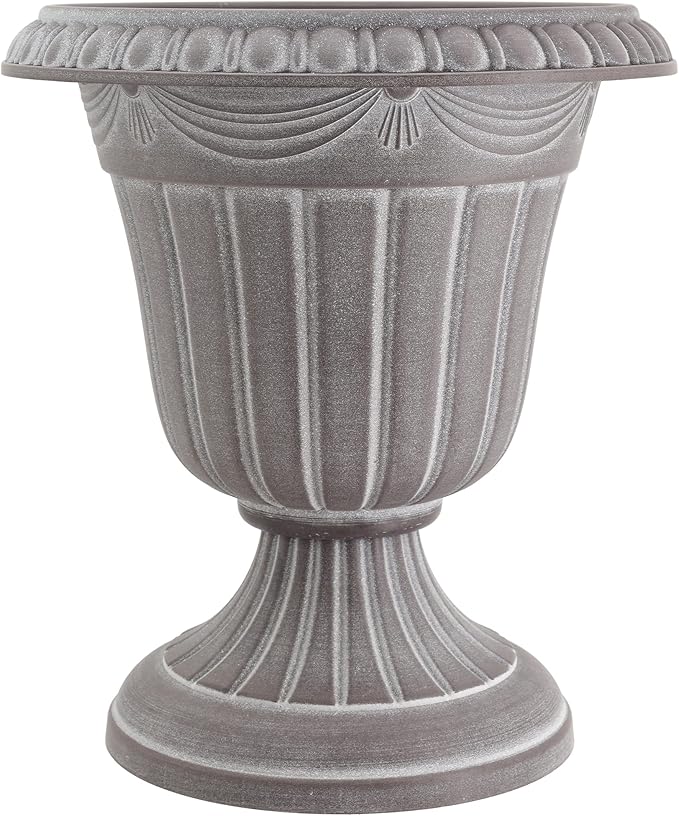 Arcadia Garden Products PL20WW Indoor/Outdoor Classic Traditional Plastic Urn Planter, Whitewash, 10" x 12", White Wash