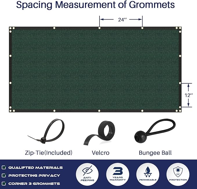 Windscreen4less Privacy Fence Screen Heavy Duty Windscreen Fencing Mesh Fabric Shade Net Cover with Brass Grommtes for Outdoor Wall Garden Yard Pool Deck, 6'x19' Green