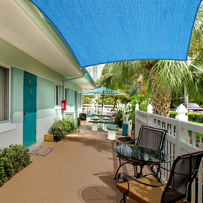 Eden's Decor Straight Flat-Edged Sun Shade Sail Rectangular 7' x 16' Blue UV-Blocking Outdoor Canopy Fabric Cloth Awning for Pergola Patio Garden Backyard Custom Size
