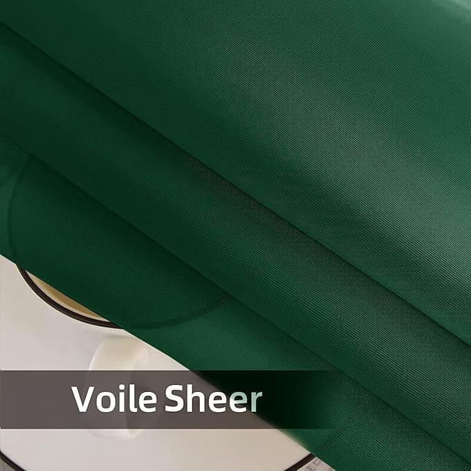 SpaceDresser Waterproof Outdoor Sheer Curtains for Patio - 4 Panels Rod Pocket Indoor Voile Sheer Curtain for Living Room,52W x 96L inch, Foliage Green