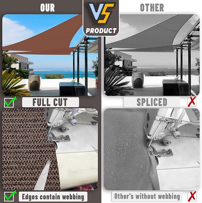 LOVE STORY Custom Size 8'x10'x12.8' Brown Sun Shade Sail Right Triangle Sunhsade Fabric Awning Canopy for Patio Backyard Carport Pergola (Customized)