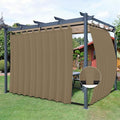 Easy-Going Outdoor Patio Curtains Detachable Tab Top Windproof Weatherproof Curtain for Cabana, Porch, Pergola and Gazebo, Tab Bottom Drape, 2 Panels, 110W x 84L inch, Khaki