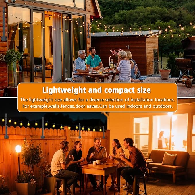 AILBTON 8 Pack 2.8Ft String Light Poles,Light Poles for Outside String Lights,Outdoor Light Poles with Fence Bracket,Metal Pole Stand for Patio,Backyard,Deck