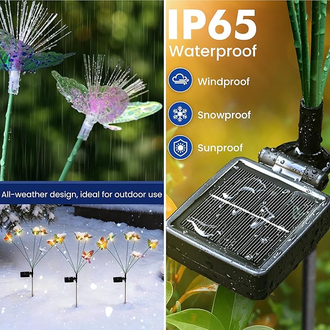 Solar Garden Lights,Swaying Butterfly Lights Outdoor Decorative,4pack Warm White LED Solar Lights for Outside Yard,Lawn,Patio,Pathway Decoration Gardening Gifts