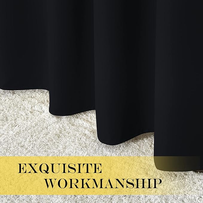NICETOWN Black Curtain Drape for Bedroom - Light Reducing Thermal Insulated Solid Grommet Blackout Window Curtain for Home Office/Farmhouse (1 Piece, W66 x L66, Black)