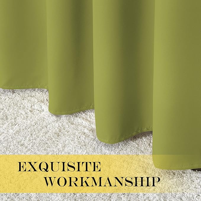 NICETOWN Fresh Green Blackout Curtains for Bedroom 95 Inch Length - Thermal Insulated Room Darkening Privacy Grommet Window Drapes for Boys Room, Set of 1 Panel, 80 x 95 Inch