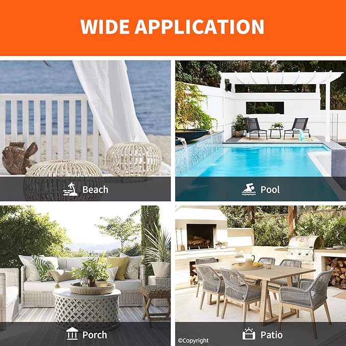 DIVA EN CAMINO DEC Outdoor Patio Curtain Waterproof Darkening Thermal Insulated Indoor Curtains for Bedroom, Porch, Living Room, Pergola, Cabana, W52 x L132, Orange, Set of 2 Panels