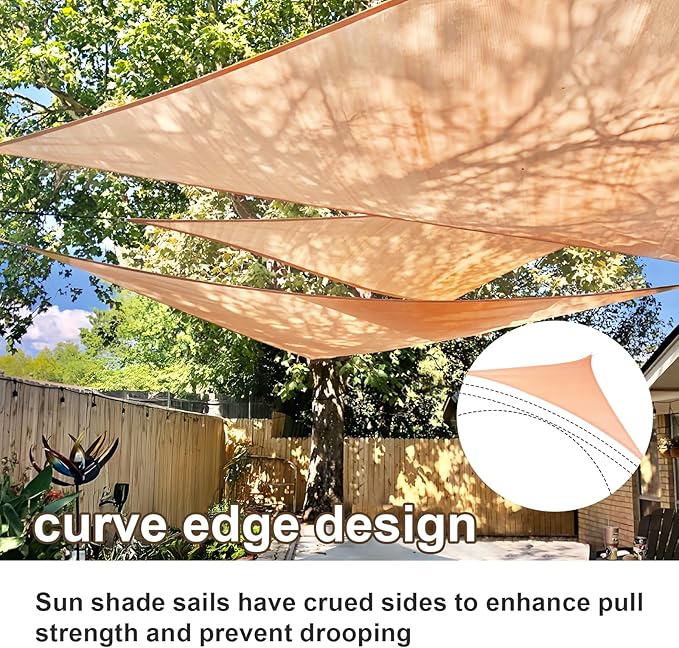 SUNLAX Sun Shade Sail 12' x 20' x 23.3' Peach Fuzz Rectangle Canopy Sail Shade Cover UV Block Permeable Sunshade Outdoor for Patio Backyard Deck Pergola (We Make Custom Size)