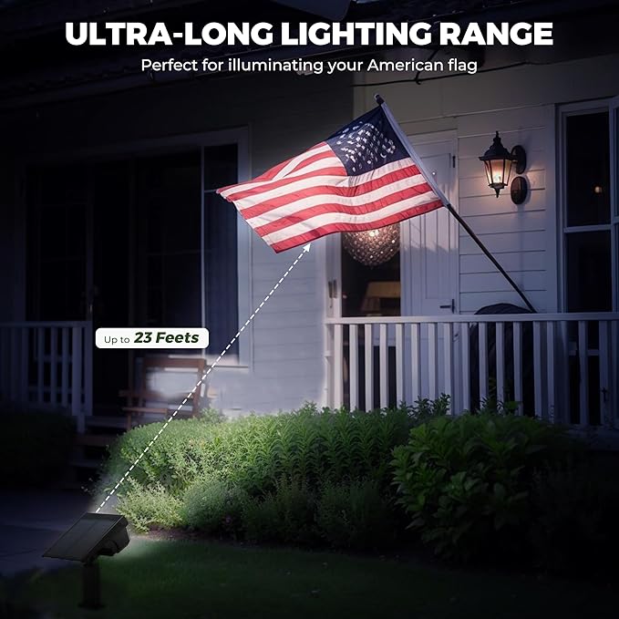 Kingsyard Solar Lights Outdoor Waterproof IP68, 47 LEDs 3 Lighting Modes USB & Solar Powered Garden Yard Pathway Spot Lights for Outside Landscape, Auto On/Off, 6 Pack(Warm White)