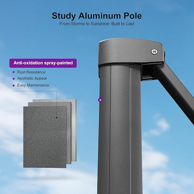 PURPLE LEAF Patio Umbrella 10' X 13' Rectangle Cantilever Umbrella Large Aluminum Outdoor Umbrellas with 360-degree Rotation & UPF40+ Premium Fabric for Deck Pool Garden Yard, Mint Green