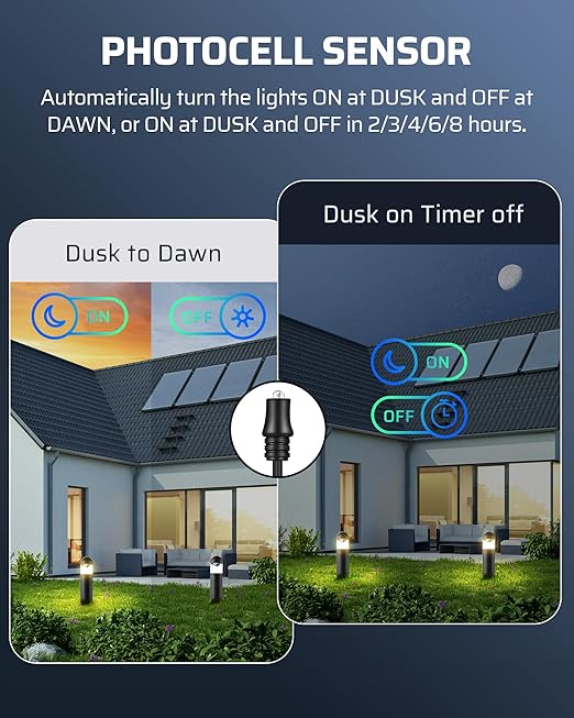 DEWENWILS 200W Low Voltage Landscape Transformer with Photocell Sensor & Timer, 120V AC to 12V/14V AC, Weatherproof Outdoor Landscape Lighting Transformer for Garden Lights, Spotlights, Steplights