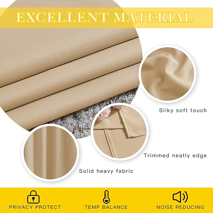 NICETOWN Sliding Door Blinds Window Treatment, Blackout Patio Door Curtain Panels, Privacy Thermal Drapes for Department (Biscotti Beige, W80 x L84)