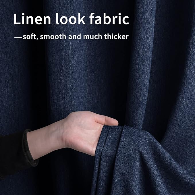 Easy-Going Linen Look Outdoor Curtains Waterproof Windproof Porch Curtains, Soft Thicken Outdoor Privacy Curtains for Patio, Gazebo, Grommet Top and Tab Bottom Drape, 1 Panel, 110x108 inch, Navy