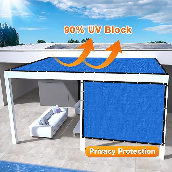 Artpuch Outdoor Pergola Shade Cover 9' X 10' Sun Shade Cloth with Grommets, 90% UV Protection Canopy Patio Privacy Screen (Customized Available) GN107, Blue