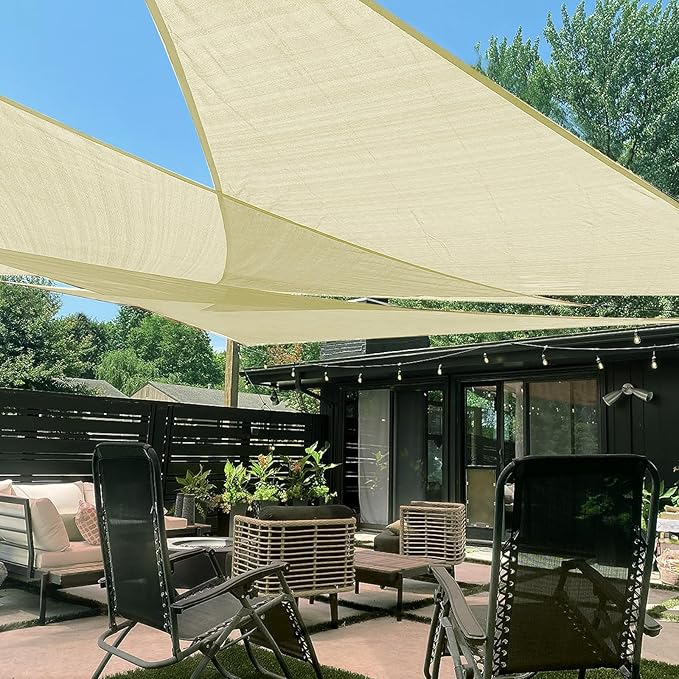 LOVE STORY Custom Size 10'x18'x20.6' Butter Cream Sun Shade Sail Right Triangle Sunshade Fabric Awning Canopy for Patio Backyard Carport Pergola (Customized)