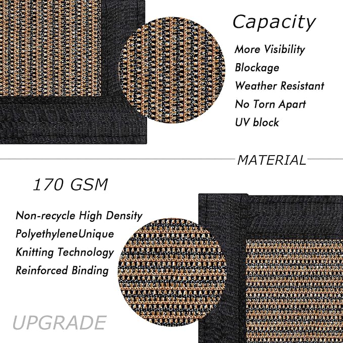 UPGRADE Privacy Fence Screen 4'x14' Brown Outdoor 90% Visibility Blockage 170 GSM Mesh Shade Cover Panels for Backyard,Balcony,Home Decoration with Zip Ties,Customized Avaliable