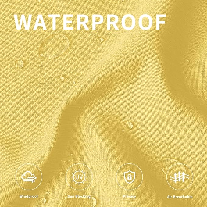 Easy-Going Linen Look Outdoor Curtains Waterproof Windproof Porch Curtains, Soft Thicken Outdoor Privacy Curtains for Patio, Gazebo, Grommet Top and Tab Bottom Drape, 1 Panel, 110x84 inch, Yellow