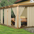 HolidayIdeas Waterproof Outdoor Curtains for Patio, 6 Panels - 54x120 Inches - Weatherproof Privacy Outsides Curtains for Backyard Porch Gazebo, Sunlight & UV Blocking (Cream, Grommet Top)