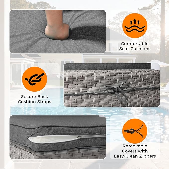 14-Seat Modern Patio Furniture Set with Swivel Rocking Chairs, Thick 4″ Cushions, Dual-Strand Wicker Rattan, Rust-Resistant Steel Frame – Outdoor Conversation & Modular Sectional,Black