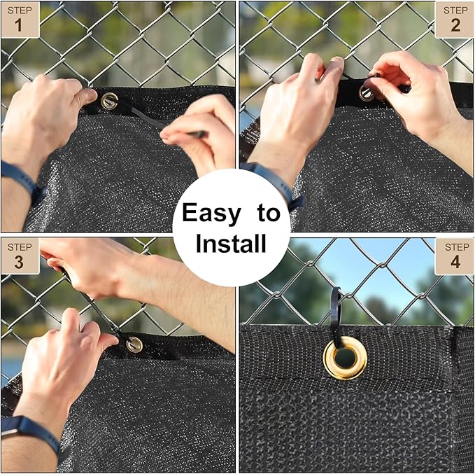 UPGRADE Privacy Fence Screen 6'x6' Dark Grey Outdoor 90% Visibility Blockage 170 GSM Mesh Shade Cover Panels for Backyard,Balcony,Home Decoration with Zip Ties,Customized Avaliable