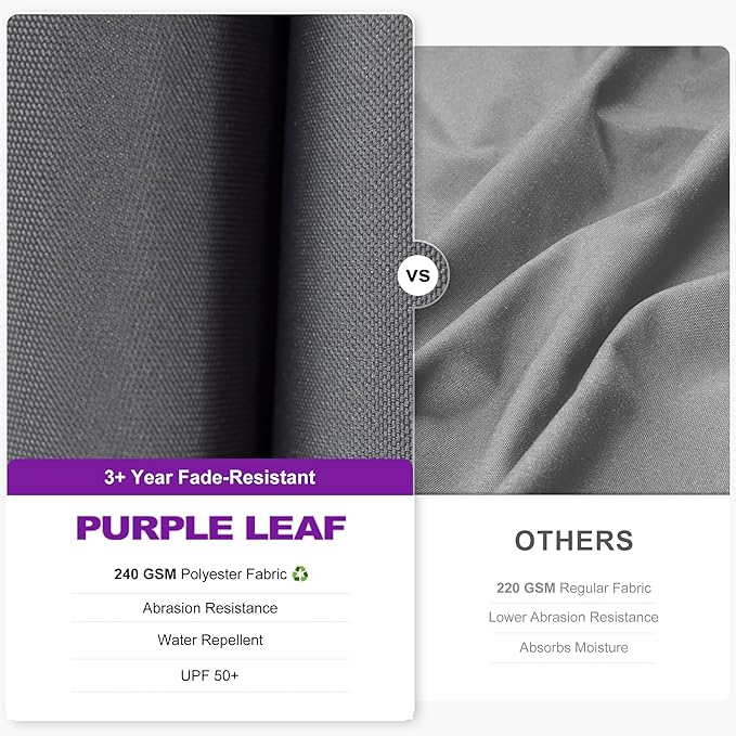 PURPLE LEAF 9.8' X 9.8' Left-right Tilting Patio Umbrella Outdoor Cantilever Swivel Square Umbrella Aluminum Offset Umbrella with 360-degree Rotation for Garden Deck Pool Patio Light Grey