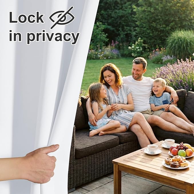 RYB HOME Outdoor Curtains 108 inches Long - Waterproof Privacy Blackout Indoor Outdoor Deck for Patio Door Canopy Divider Backdrop Lanai Pavilion Pergola, W 84 x L 108, 1 Pc, Grayish White