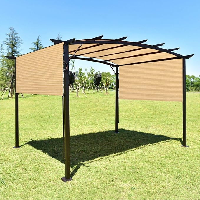 Eden's Decor Straight Flat-Edged Sun Shade Sail Rectangular 12' x 16' Beige UV-Blocking Outdoor Canopy Fabric Cloth Awning for Pergola Patio Garden Backyard Custom Size