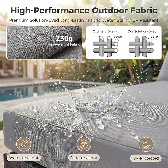 NICESOUL 13 Piece Outdoor Furniture with Fire Pit, Gray Wicker Patio Sectional with Fire Pit & Chaise Lounge, Modular 29.3" Highback Large Size Sectional Sofa for Outside Pool Backyard
