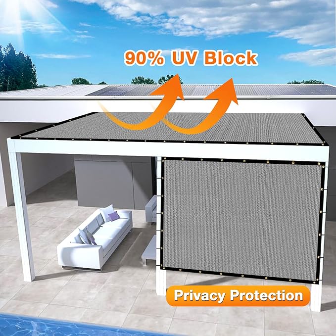 Artpuch Outdoor Pergola Shade Cover 13x18 FT Sun Shade Cloth with Grommets Light Grey 90% UV Protection Canopy Patio Privacy Screen (Customized Available)