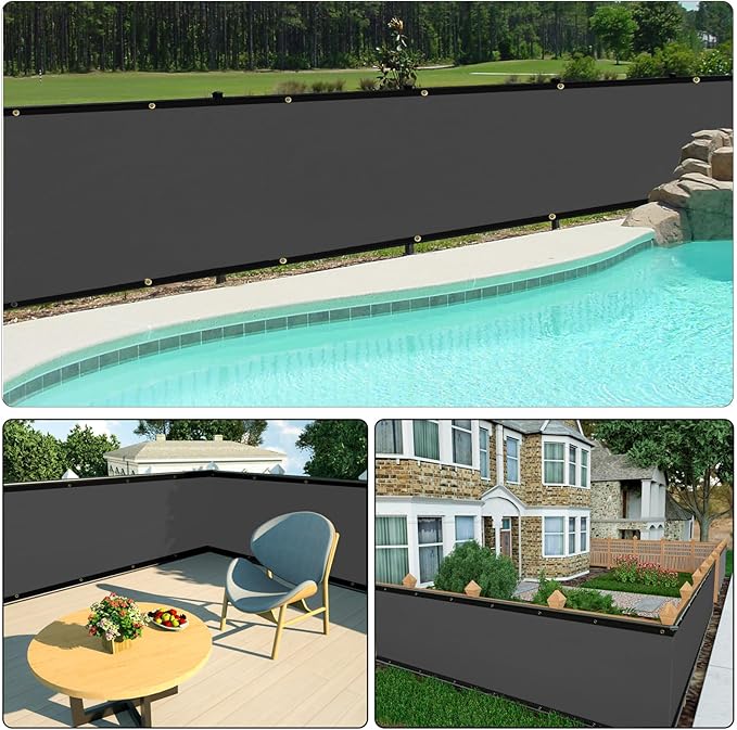 UPGRADE Privacy Fence Screen 4'x31' Dark Grey Outdoor 90% Visibility Blockage 170 GSM Mesh Shade Cover Panels for Backyard,Balcony,Home Decoration with Zip Ties,Customized Avaliable