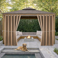 DIVA EN CAMINO DEC Outdoor Patio Curtain Waterproof Darkening Thermal Insulated Indoor Curtains for Bedroom, Porch, Living Room, Pergola, Cabana, W84 x L108, Camel Brown, Set of 2 Panels