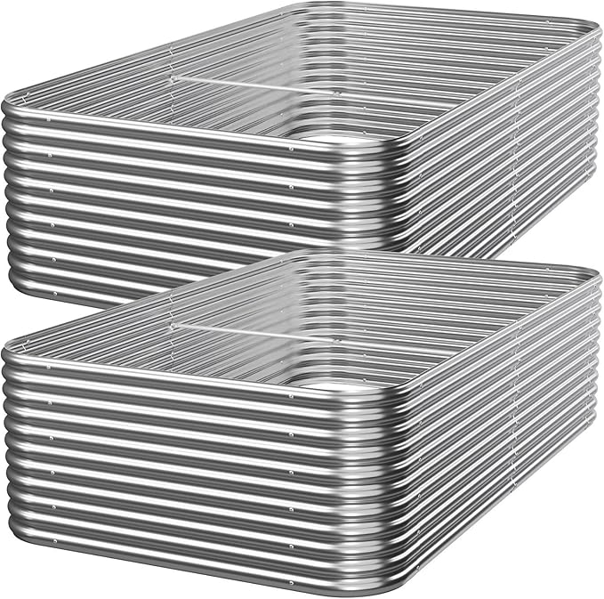 2 PCS Tall 6x3ft Galvanized Raised Garden Bed Outdoor, Metal Garden Bed for Vegetables, Above Ground Garden Box for Flower, Steel Raised Beds for Gardening