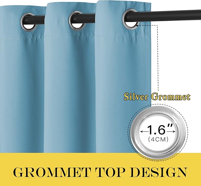 NICETOWN Patio Blackout Curtain Panels - Extra Wide Sliding Door Thermal Insulated Drape, Privacy Room Divider Curtain for Bedroom Office (Teal Blue, 66 x 118 Inch Long)